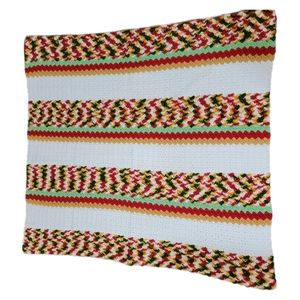 Vintage Handmade Afghan Crocheted Multicolor Granny Blanket Throw 40"x43"
